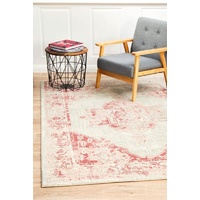 Traditional Suburban Design Washed Diamond Medallion Rose Floor Area Rugs Runners and Circles