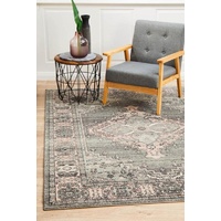 Traditional Suburban Design Diamond Medallion Grey Floor Area Rugs Runners and Circles