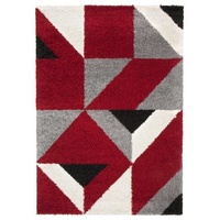 Bright Modern Shag Rugs Elendel Geometric Pattern Red