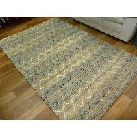 Natural Fiber Floor Rug 25% Denim 25% Leather 50% Jute Diamond Stiches
