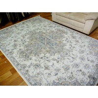 Traditional Vandenberg Printed Design Detailed Floral Medallion Grey Floor Area Rugs