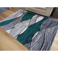 Aurora Grey Teal Green Waves 14mm Thick Modern Design Floor Area Rugs