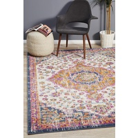 Bright Traditional Euphrates Design White Floral Medallion Floor Area Rugs Runners and Circles