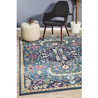 Bright Traditional Euphrates Design Navy Garden Floor Area Rugs Runners and Circles