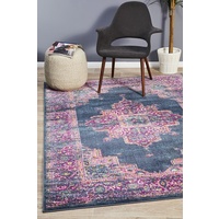 Bright Traditional Euphrates Design Navy Medallion Floor Area Rugs Runners and Circles