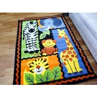 Jungle Animal Friends Kids Soft Feel Area Floor Rug Playmat