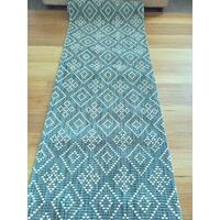 Flatwoven Wool Hazelmere Design Diamonds Grey Teal Floor Area Rugs and Runners