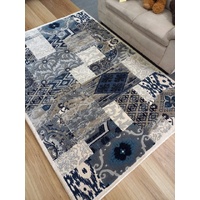 Soft Feel Modern Rugs Cream Blue Florence Patches Area Floor Rug