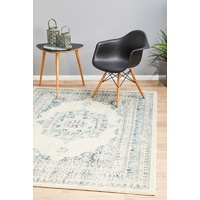 Traditional Millenia Design Washed Bordered Medallion Light Blue Floor Area Rugs Runners and Circles