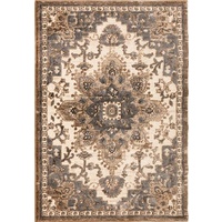 Persian Soft Heat-set Polypropylene Medallion Cream Grey Cannon 12mm Thick Floor Rugs