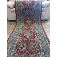 Persian Design Hall Runner by the Meter 80cm or 100cm Wide Red Blue Elite Bakhtiari Soft High Quality
