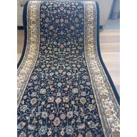Persian Design Hall Runner by the Meter 80cm or 100cm Wide Navy Elite Soft High Quality