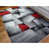 Diamond Grey Black Red Razor Cuts Bright Modern Design 12mm Thick Floor Area Rugs