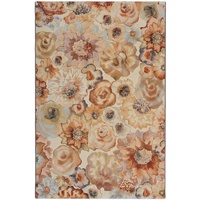 Contemporary Modern Rugs Imagination Floral Rose Rust Beige Grey