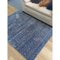Soft Feel Modern Design Floor Area Rugs Fiano Blue Static Plain
