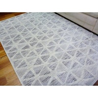 Firenze White Grey Triangles Contemporary Luxury Feel Modern Floor Area Rugs
