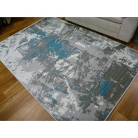 Modern Design Floor Area Rugs Concentrate Blue Grey Brushstrokes