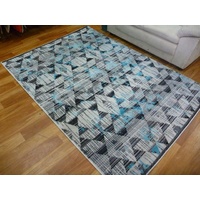 Modern Design Floor Area Rugs Concentrate Blue Grey Triangles