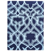 Thick Acrylic Floor Area Rug Tangles Design Navy Hand Tufted Essence