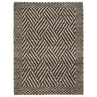 Chunky all Natural & Black Jute Loop Pile Hand Woven Floor Area Rug Tribal