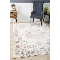 Emberlain Design Traditional Washed Out Floor Area Rug White Pink