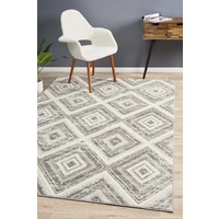 Emberlain Design Worn Dimention Diamonds Floor Area Rug Silver