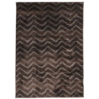 Zig Zag Design Floor Area Rug Tunisia Brown 19mm Thick Machine Woven