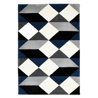 Lux Stone Designer Wool Floor Area Rug and Runners Steel