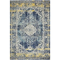 Traditional Vadran Design Ancient Wide Bordered Medallion Floor Area Rugs And Runners Navy