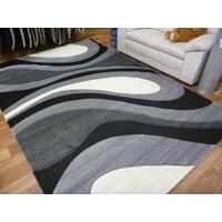 Modern Textured Geometric Design Curves Grey Floor Area Rugs