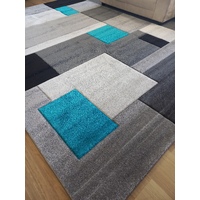 Modern Textured Geometric Design Blocks Grey Floor Area Rugs