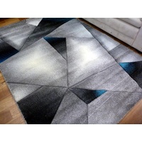 Modern Textured Geometric Design Dimentions Blue Floor Area Rugs