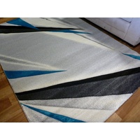 Modern Textured Geometric Design Razors Blue Floor Area Rugs