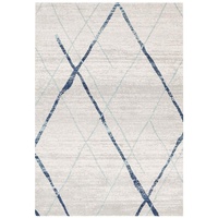 Modern Contemporary Casablanca White Blue Mesh Oblongs & Round Rugs & Hall Runners