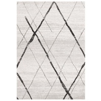 Modern Contemporary Casablanca White Grey Mesh Oblongs & Round Rugs & Hall Runners