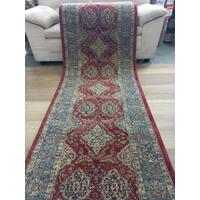 Clearance Hall Runners Red Blue Elite Bakhtiari 80 or 100cm Wide End of Roll Edged 