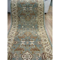 Clearance Hall Runners Heritage Blue All over Soft Feel Pile 80cm Wide End of Roll Edged