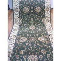 Clearance Hall Runners Heritage Green Allover Soft Feel Pile 80cm Wide End of Roll Edged