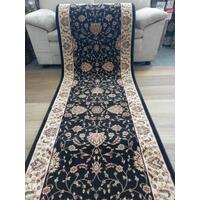 Clearance Hall Runners Heritage Black All Over Soft Feel Pile 80cm Wide End of Roll Edged