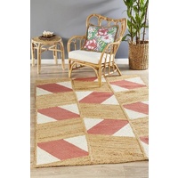 Handmade Flatwoven Jute Cotton Flaunt Design Orange Natural Panels Floor Area Rugs