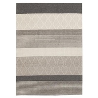 Modern Deco Design Multi Pattern Wool Viscose Floor Area Rug Silver