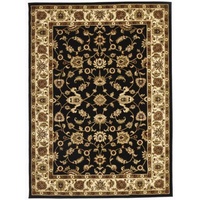 Persian Design Floor Area Rug Black with Ivory Border Marmaris & Hallway Runners