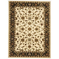 Persian Design Floor Area Rug Ivory with Black Border Marmaris & Hallway Runners
