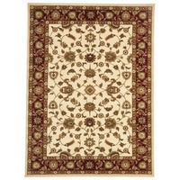 Persian Design Floor Area Rug Ivory with Burgundy Border Marmaris & Hallway Runners