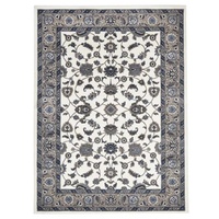 Persian Design Floor Area Rug White with Beige Border Marmaris & Hallway Runners