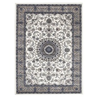 Persian Medallion Design Floor Area Rug White with Beige Border Marmaris & Hallway Runners