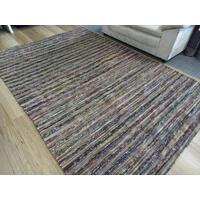 Flat-weave Sari Silk Jute Hemp Rugs Black Forrest Stripes