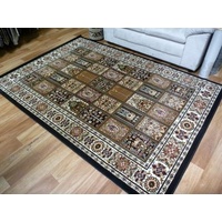 Traditional High Quality Vibrant Voyage Design Panels Black Floor Area Rugs
