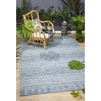 Indoor Outdoor Flatwoven Portico Design Blue Patterned Floor Area Rugs and Runners