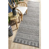 Indoor Outdoor Flatwoven Portico Design Grey Patterned Floor Area Rugs and Runners
